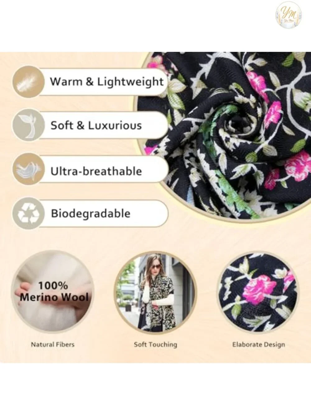 100% Merino Wool Extra Large Pashmina Shawl Women Oversized Wrap Handmade